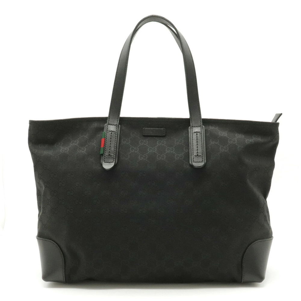 Gucci GG Canvas Tote Bag Shoulder Hobo Leather Black